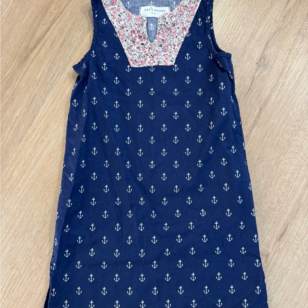 Petit Peony Anchor Print Sleeveless Dress